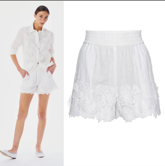 Le Superbe White Embroidered Women's Shorts